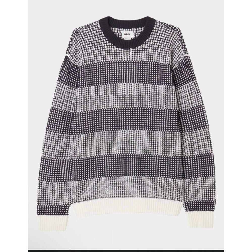OBEY Men’s Blue Knit Pullover Crewneck Sweater Size Small New